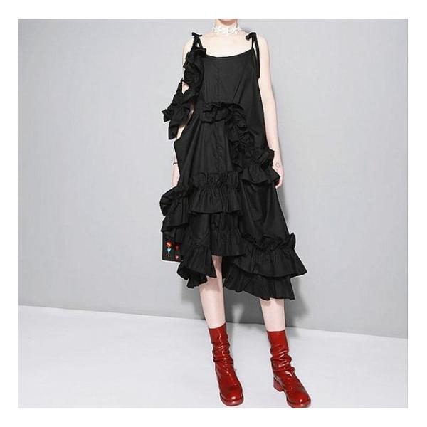 ワンピース モード系 モダン 個性的 ひざ下丈 キャミワンピ 変形プリーツ フリル ゆったり 大人可愛い 春夏 お呼ばれ Buyee Servicio De Proxy Japones Buyee Compra En Japon