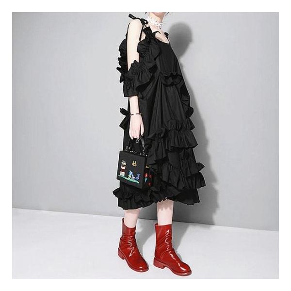 ワンピース モード系 モダン 個性的 ひざ下丈 キャミワンピ 変形プリーツ フリル ゆったり 大人可愛い 春夏 お呼ばれ Buyee Servicio De Proxy Japones Buyee Compra En Japon