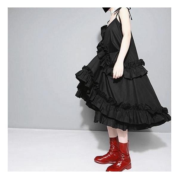 ワンピース モード系 モダン 個性的 ひざ下丈 キャミワンピ 変形プリーツ フリル ゆったり 大人可愛い 春夏 お呼ばれ Buyee Servicio De Proxy Japones Buyee Compra En Japon