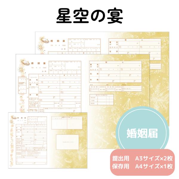 婚姻届 星空の宴 役所に提出可能 1000円ポッキリ 送料無料 ポイント消化 オリジナル 婚姻届 デザイン【名入れ可能】