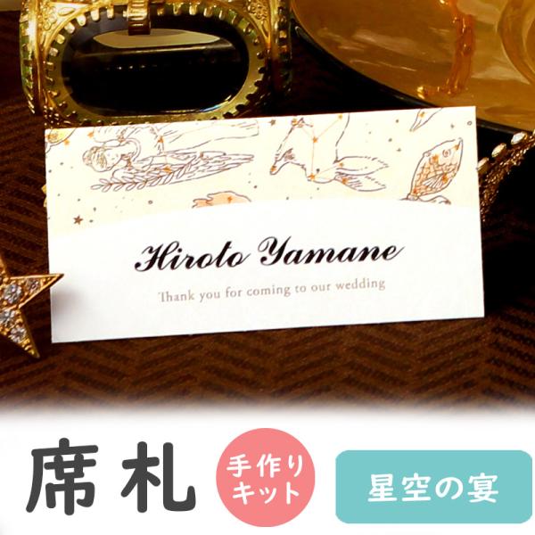 結婚式 席札 星空の宴 台紙 6名分 手作り キット ウェディング メニュー表 おしゃれ 安い 用紙 【デザインと氏名をお客様で印刷】