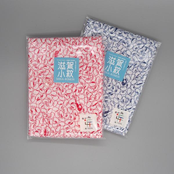 近江ちぢみ「滋賀小紋」ハンカチ エビ豆【湖東繊維工業協同組合 麻香】