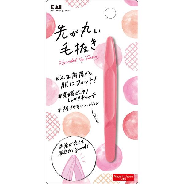 他サイト： 貝印: 先が丸い毛抜きピンク #000KQ3210 4901601300697の商品画像