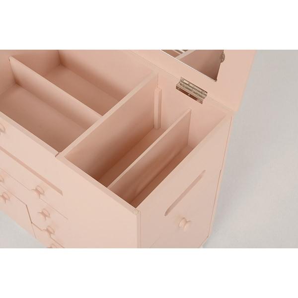 代引不可 萩原 コスメワゴン ピンク コスメ 収納 大容量 Mud 6649pi キャスター付き ミラー付き ワゴン お歳暮