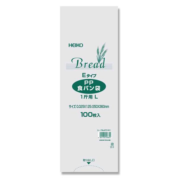 HEIKO(ヘイコー):PP食パン袋 1斤用 L Eタイプ 100枚入り 006721412 6721412 PP食パン袋 1斤用 L Eタイプ