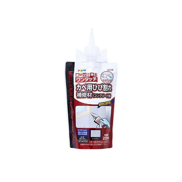 他サイト： アサヒペン ワンタッチ カベ用ひび割れ補修材 200ML W108 ライトグレー 4970925313133の商品画像