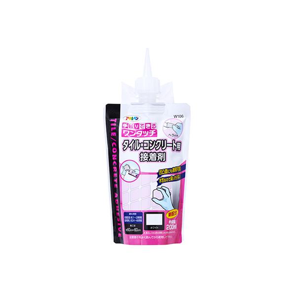 アサヒペン:ワンタッチタイル・コンクリ用接着剤 200ML W106 ホワイト 4970925313171