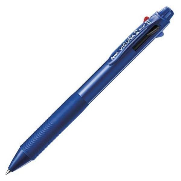 ぺんてる:ビクーニャ 4色ボールペン0.7(黒・赤・青・緑) ブルー BXC47C 事務用品 文房具 筆記具 ファイル 机上整理 オフィス