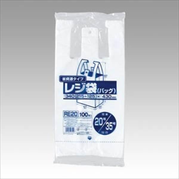 他サイト： ジャパックス レジ袋省資源タイプ 乳白100枚 寸法：縦430×横215×マチ125mm 厚：0.011mm RE20の商品画像