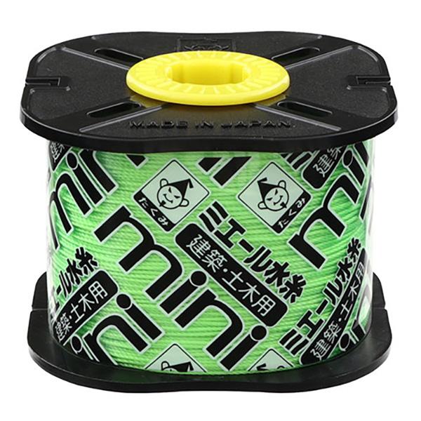 コンパクトで使いきりやすい巻量です。【用途】建築用水糸。【機能】くるくる回る軸付リールです。切った糸はリールの凹部に巻けます(目安細約15m太約12m)。よく見える蛍光染色です。強く、長時間垂れにくいナイロン製水糸です。【仕様】●蛍光グリー...