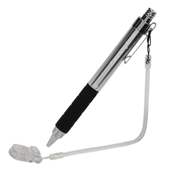 続けて使える5連続芯ホルダーです。【用途】建築用筆記具。【機能】替芯が5本入って連続して使えるホルダーです。ノック部分に簡易鉛筆削り付です。セーフティーコード付きです。【仕様】●2mm芯。【材質】●本体：真鍮・ABS・アルミ。【セット内容・...