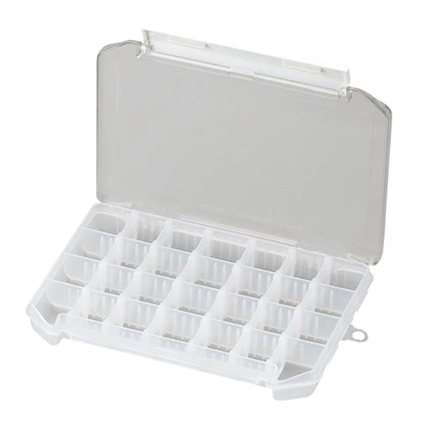 一発開閉が可能で時間のロスなく小物を取り出せるケースです。【用途】小物の収納。【機能】可変式仕切板24枚付きです。仕切り板が24枚あるので、コンパートメントが自由自在です。中身が見易いクリアータイプです。衝撃に強いポリカーボネードを使用して...