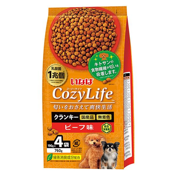 他サイト： いなばペットフード:いなば CozyLifeクランキー ビーフ味 190g×4袋 4901133837845 匂いをおさえて爽快生活！の商品画像