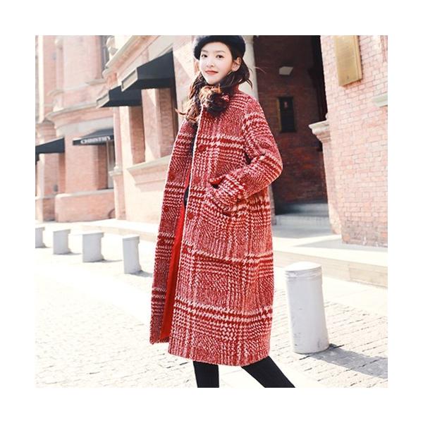 コート チェック ロングコート グレンチェック チェスター 赤 レディース Lpgrd Cocounsecret 通販 Yahoo ショッピング