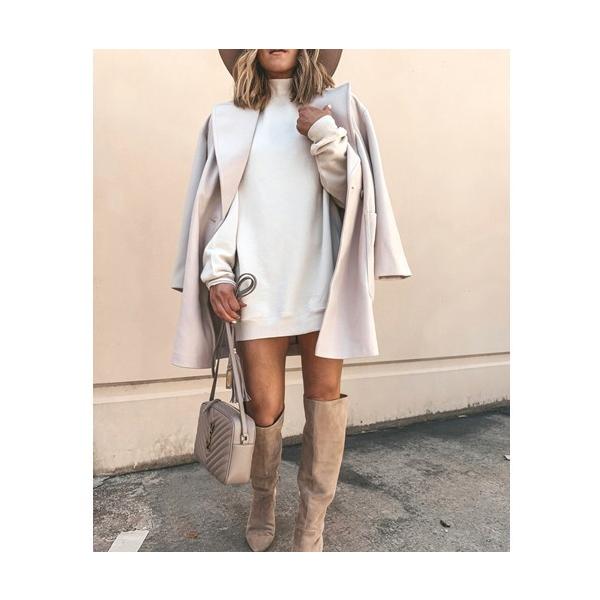 ワンピース レディース スウェットワンピース ミニワンピース ハイネック 無地 Sca Cocounsecret 通販 Yahoo ショッピング