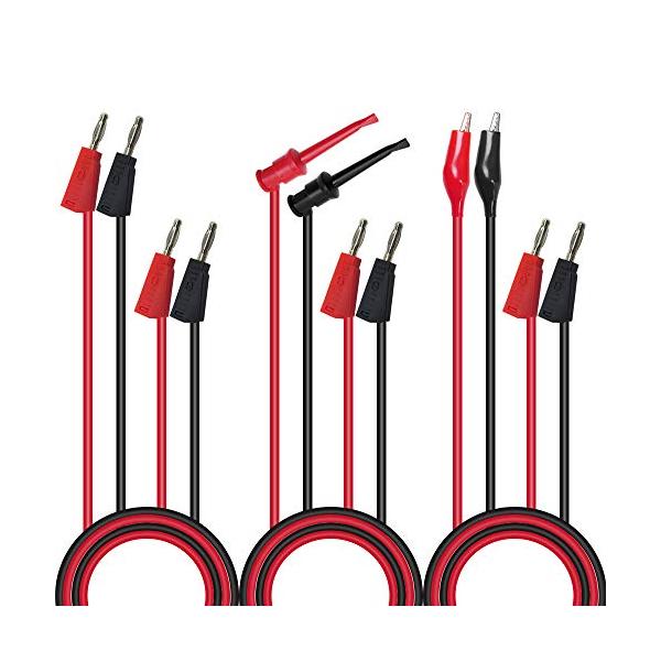 Cleqee マルチメータテストリードは、スタッカブルバナナをワニ口クリップに、バナナをバナナプラグに、バナナをミニテストフックに、銅電線キットを設定