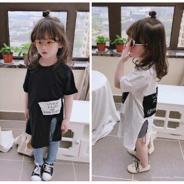 ｔシャツ 半袖 ロング丈 サイドスリット 韓国系子供服 キッズ 女の子 21 春 夏 かわいい おしゃれ Buyee 日本代购平台 产品购物网站大全 Buyee一站式代购 Bot Online