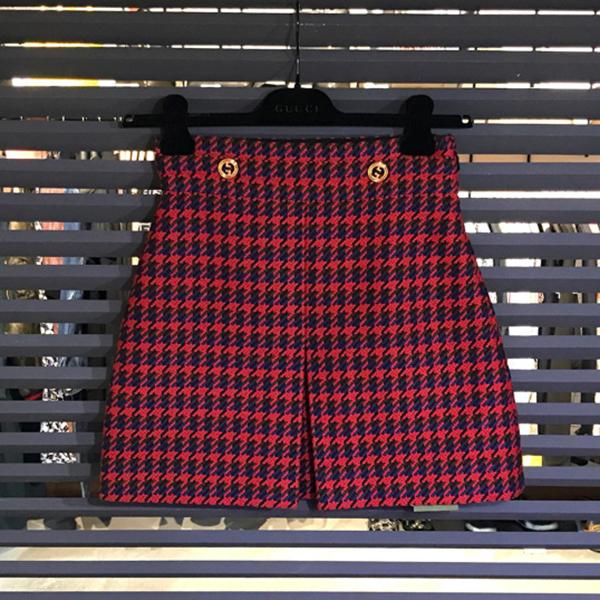 GUCCI 【未使用】グッチ 千鳥格子 ミニスカート レッド系マルチ GUCCI 【未使用】グッチ 千鳥格子 ミニスカート レッド系マルチ