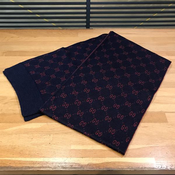 GUCCI（グッチ） 【超美品】グッチ GG柄 メンズ マフラー ネイビー