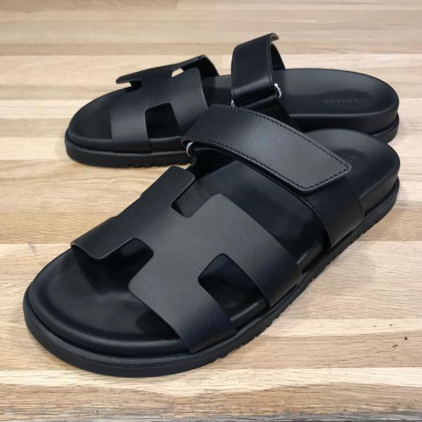 超美品】エルメス シプレ サンダル ブラック カーフ ラバー #39.5 約 