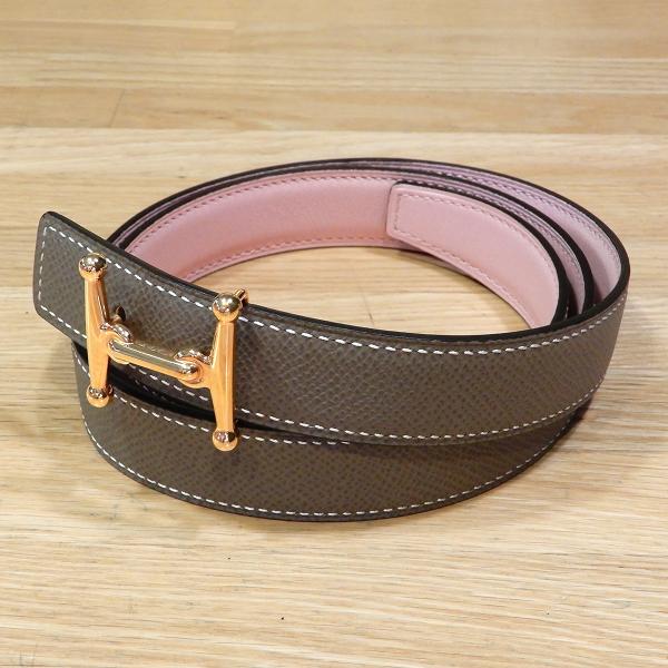 HERMES（エルメス） 【新品同様】 モールH レザーベルト エトゥープ