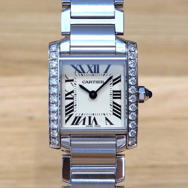 カルティエ タンクフランセーズ SM ダイヤベゼル W4TA0008 Cartier 腕時計 アイボリー文字盤 新品)CARTIER カルティエ タンク フランセーズ SM W4TA0008（商品ID