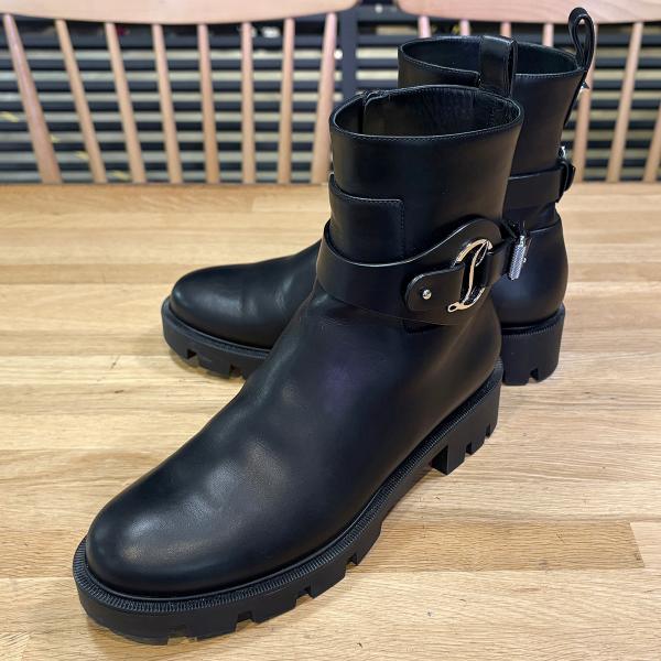 【超美品】ルブタン Dianouchette Lug ショートブーツ #38.5 約25.5cm ブラック 黒 ブーティ 15317
