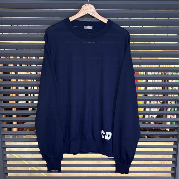 【超美品】ディオール ダニエルアーシャム コラボ 長袖ニット ネイビー セーター 023M671AT845 XXL 紺色 15822