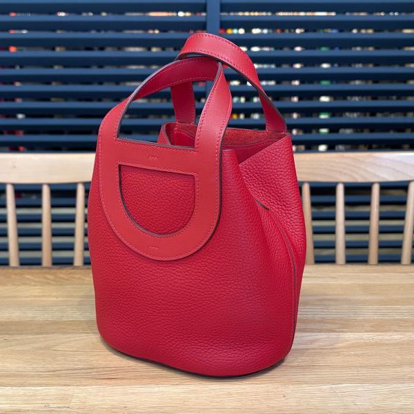【新品同様】エルメス ンザループ PM 18 トリヨンクレマンス ルージュクー ゴールド金具 B刻印 ハンドバッグ 16047