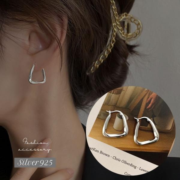 p481【こなれ感✧】ねじれフープピアス　シルバー925　リング　合わせやすい p481【こなれ感✧】ねじれフープピアス シルバー925 リング