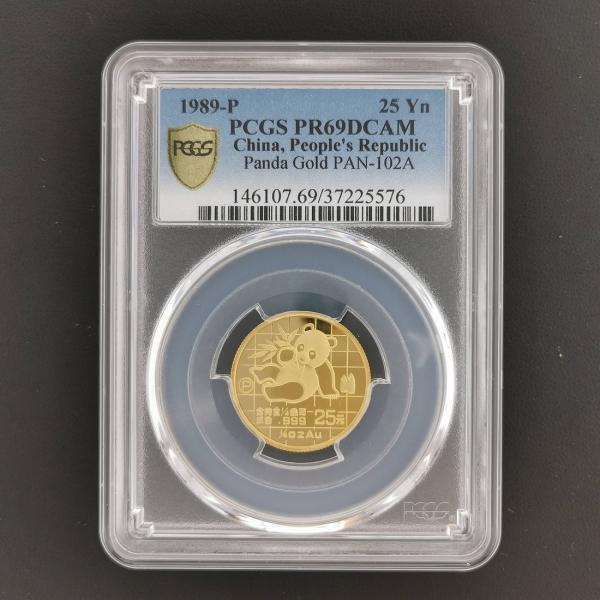 China 中華人民共和国 25元 1/4oz パンダ 金貨 1989-P スラブ入り PCGS