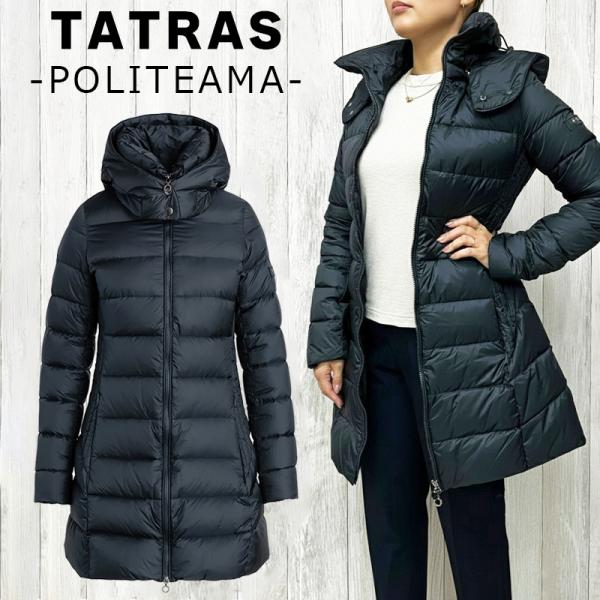 【美品】TATRAS ネイビー ダウンジャケット フード付きタトラス　ポリテアマ TATRAS（タトラス） ダウンジャケット レディース POLITEAMA