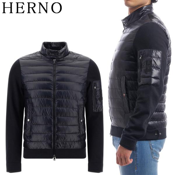 【並行輸入品】 HERNO ヘルノ スタンドカラー ダウンジャケット メンズ ボンバージャケット PI000997U 12017 黒 ブラック アウトレット
