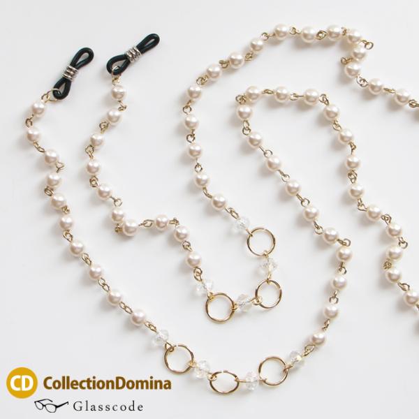 ♪635❤️ ハートガラスビーズパールマスクチェーンメガネチェーン