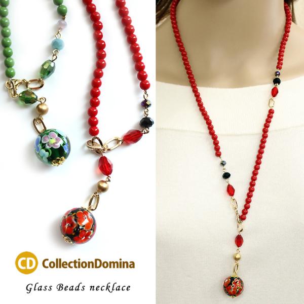 ネックレス レディース yライン y字 和風 とんぼ玉 トンボ玉