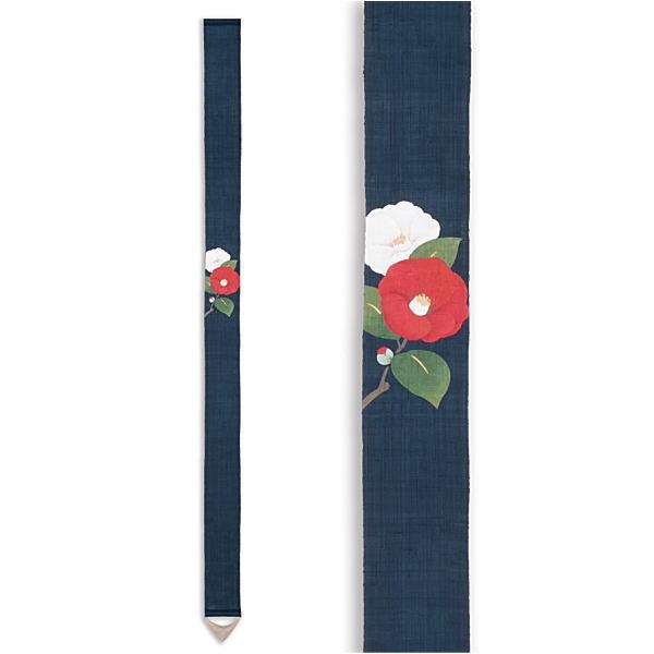 京都洛柿庵 手描き 手染め お正月飾り 細タペストリー 紅椿白椿 : 逸品