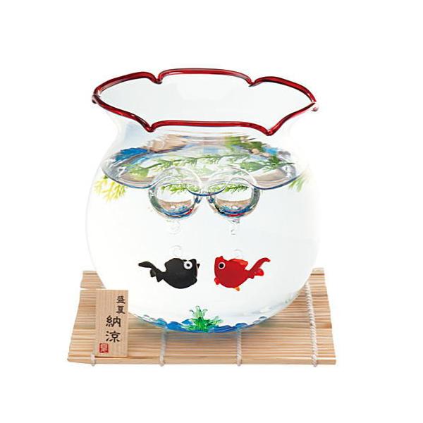 神*啓様 レトロ硝子☆足付ガラス鉢　金魚鉢　横31cm　昭和 涼しげなガラス製品 昔ながらの金魚鉢セット モダンな赤夏の飾り