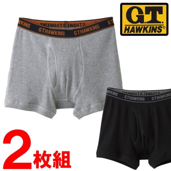 ボクサーパンツ メンズ セット おしゃれ グンゼ ブランド アンダーウェア 下着 前あき HK1981 リブ GTホーキンス 2枚組 送料無料
