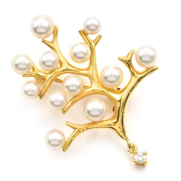 MIKIMOTO ミキモト Kofuku no ki ブローチ K18YG アコヤ真珠 一