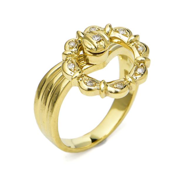 0.06ct天然ダイヤモンドリング 11号 K18YG スピナーリング 回転 リース