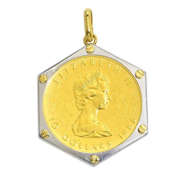 1/4オンス メイプルリーフ トップ K24YG K18YG Pt 金貨 1986年 18金 24金 ヘッド イエローゴールド 地金9g 中古 送料無料 1/4オンス メイプルリーフ コイントップ K24YG K18YG Pt 金貨 1986年