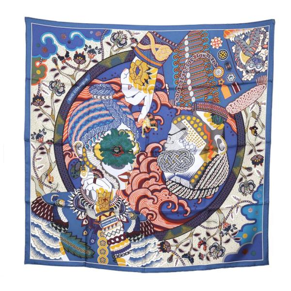 HERMES エルメス カレ90 スカーフ デュオコスミック ブルー