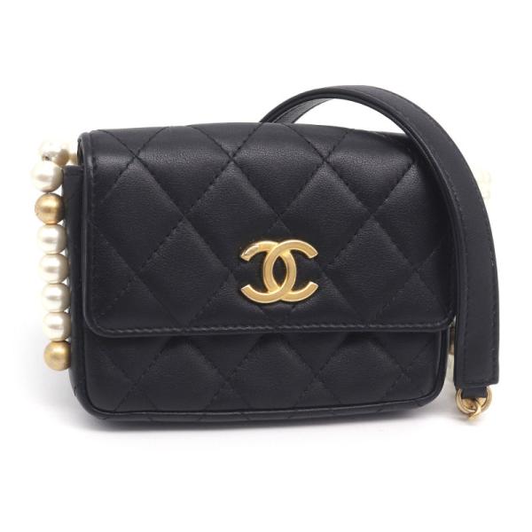 マトラッセ シャネル パール ミニチェーンウォレット 31番台 ブラック