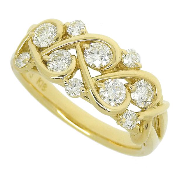 合計0.713ct天然ダイヤモンドリング 11号 K18YG 新品仕上済 パヴェ  