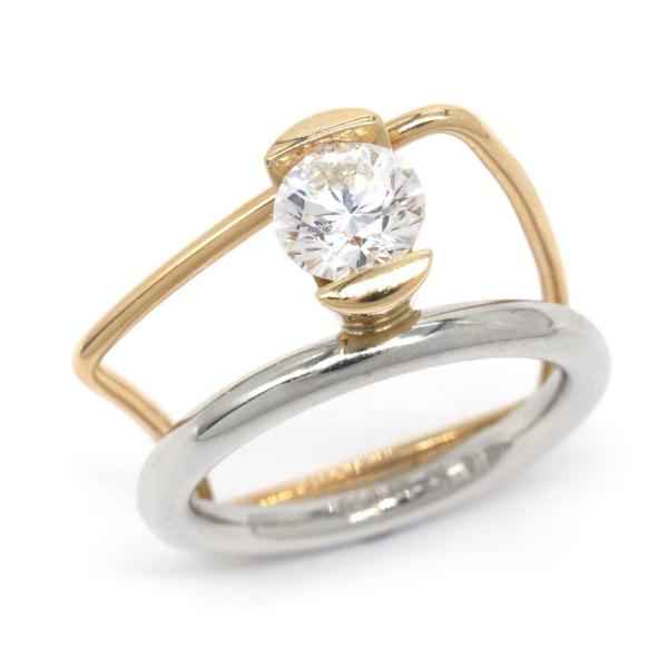 Fカラー/VS1/Excellent/1.027ct天然ダイヤモンドリング 13号 K18YG  