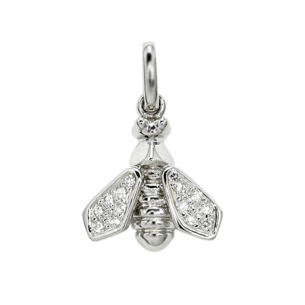 0.26ct天然ダイヤモンドペンダントトップ K18WG ハチモチーフ