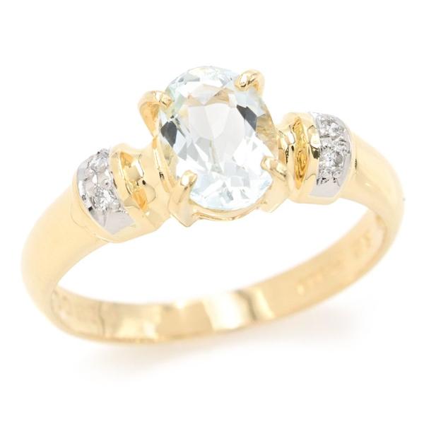 0.78ct天然アクアマリンリング 9号 K18YG Pt900 合計0.02ct天然ダイヤ  