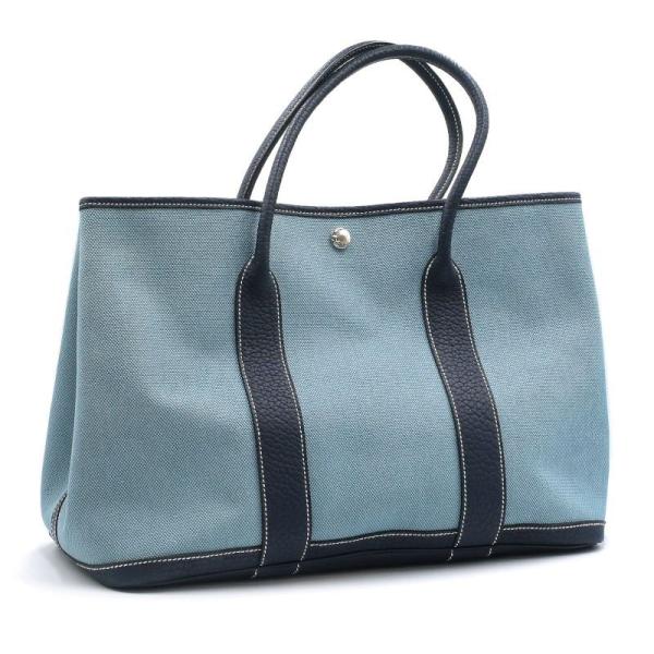 エルメス ガーデンパーティPM □O刻印 2011年製 トワルアッシュ ブルージーン ブルーアビス シルバー金具 トートバッグ 中古 送料無料 collectionshiba_c241100078590