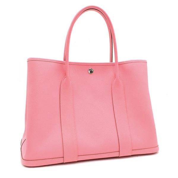 エルメス ガーデンパーティPM U刻印 2022年製 ヴォーエプソン ローズコンフェッティ シルバー金具 ハンドバッグ 36cm ピンク 中古 送料無料 ガーデンパーティー エルメス ガーデンパーティPM U刻印 2022年製