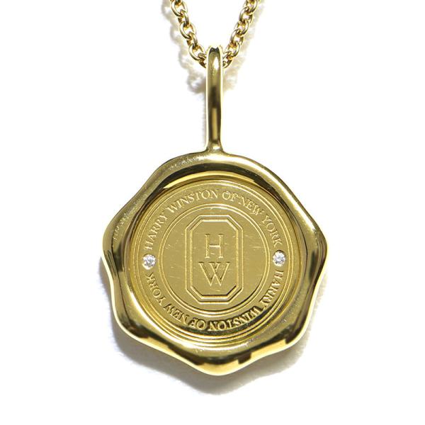 ハリーウィンストン HARRY WINSTON ペンダントトップ シールド バイ ハリーウィンストン CMDYRDCLSLD HWロゴ 2ポイント ダイヤモンド 計0.01ct K18YG 【箱・保付き】 【中古】 ハリー・ウィンストン（HARRY WINSTON） シールドチャームネックレス